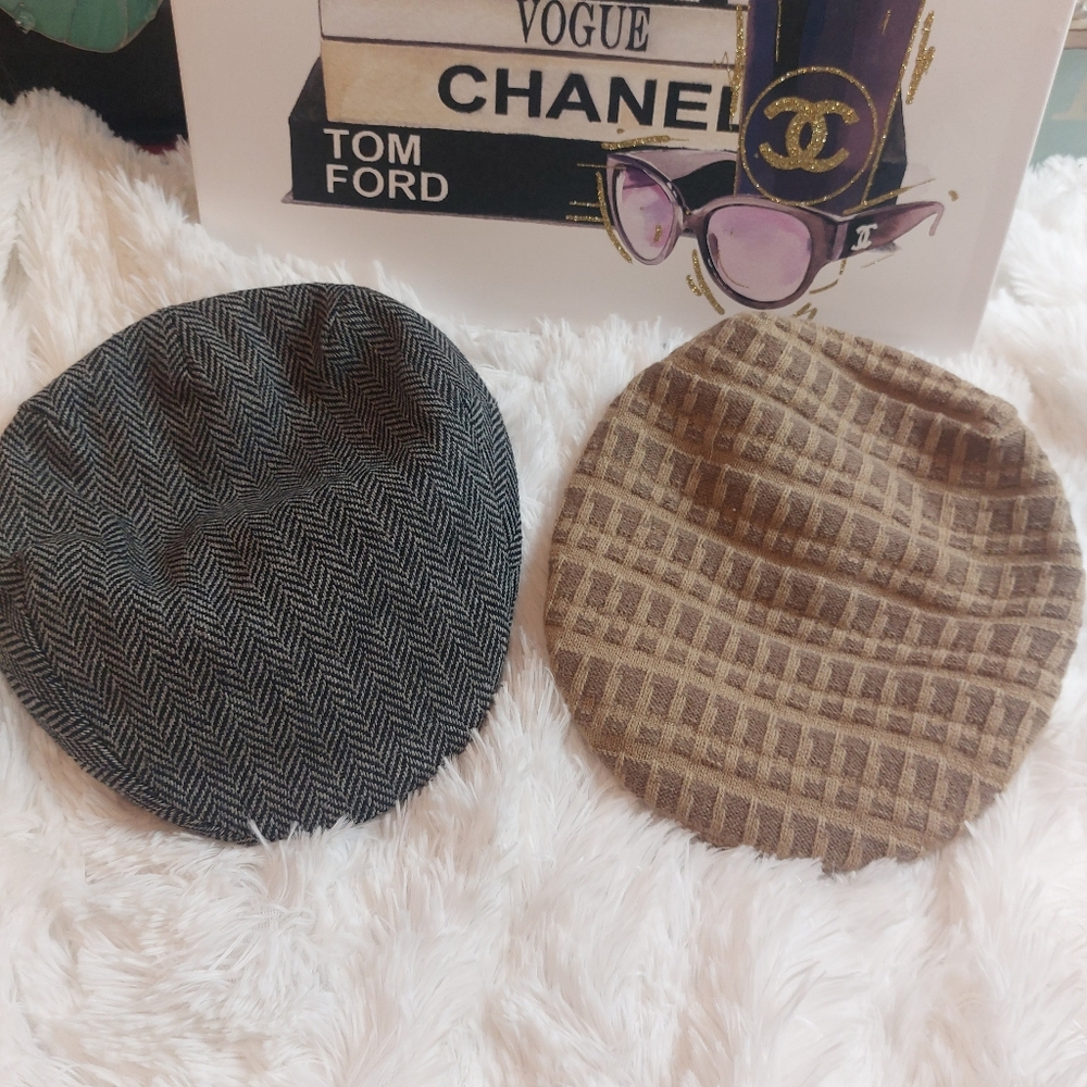 Turtle K brand Mens Suede Newsboy Tan Cap hat + Unbranded Grey Cap